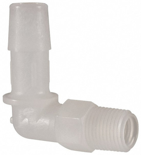 Barbed Tube Elbow: Single Barb, 3/8" Barb, 1/8" NPT