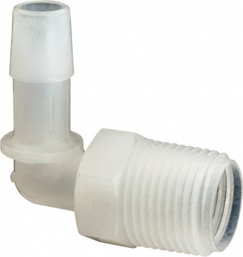 Barbed Tube Elbow: Single Barb, 3/8" Barb, 3/8" NPT