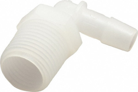 Barbed Tube Elbow: Single Barb, 3/8" Barb, 1/2" NPT