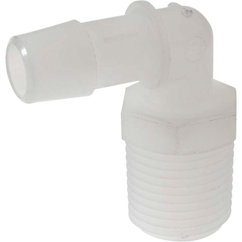Barbed Tube Elbow: Single Barb, 1/2" Barb, 1/2" NPT