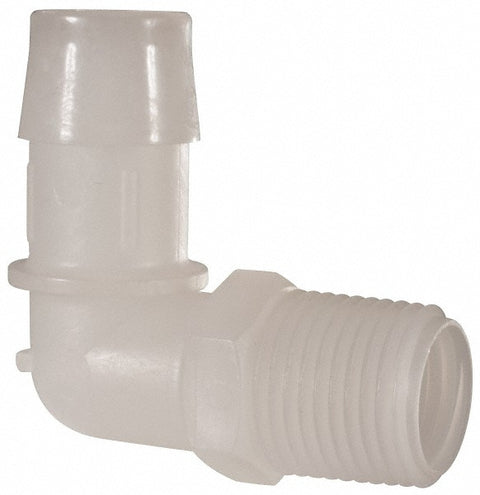 Barbed Tube Elbow: Single Barb, 3/4" Barb, 1/2" NPT