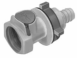 3/8" Nominal Flow, 3/8" ID, Female, Panel Mount Hose Barb-Female Socket