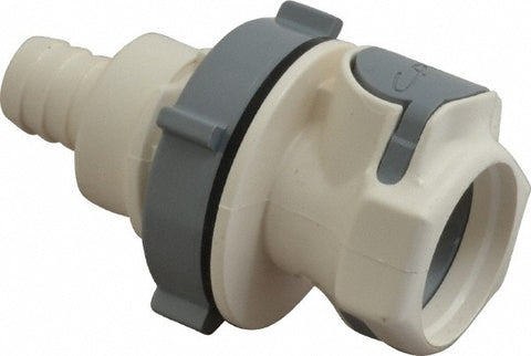 3/8" Nominal Flow, 1/2" ID, Female, Panel Mount Hose Barb-Female Socket