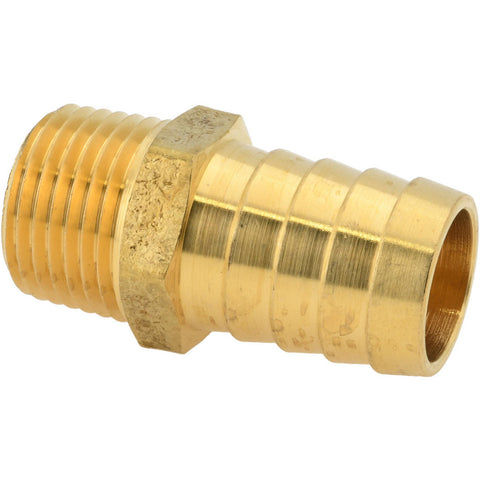 Barbed Hose Fitting: 1/2" x 1/2" ID Hose, Male Connector