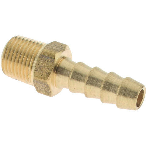 Barbed Hose Fitting: 1/8" x 1/4" ID Hose, Male Connector