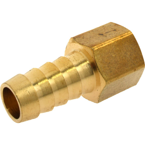 Barbed Hose Fitting: 3/8" x 1/2" ID Hose, Female Connector
