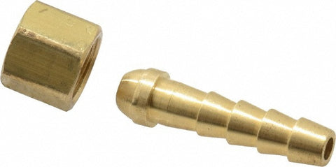 Barbed Hose Fitting: 1/8" x 1/4" ID Hose, Female Connector
