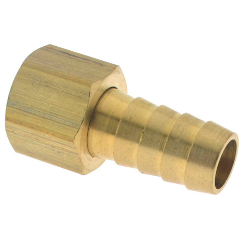 Barbed Hose Fitting: 3/8" x 1/2" ID Hose, Female Connector