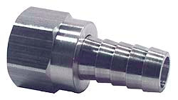 Barbed Hose Fitting: 7/16" x 3/16" ID Hose, Female Connector