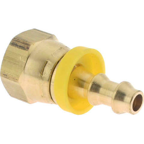 Barbed Push-On Hose Female Connector: 1/4" NPSM, Brass, 1/4" Barb