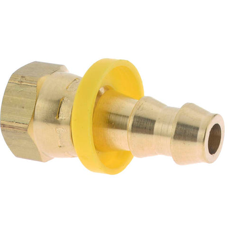 Barbed Push-On Hose Female Connector: 1/4" NPSM, Brass, 3/8" Barb