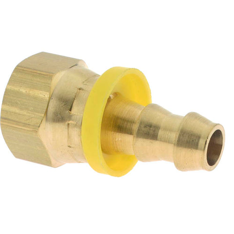 Barbed Push-On Hose Female Connector: 3/8" NPSM, Brass, 3/8" Barb