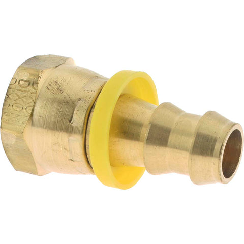 Barbed Push-On Hose Female Connector: 1/2" NPSM, Brass, 1/2" Barb