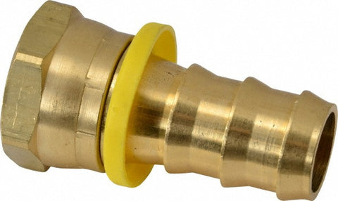 Barbed Push-On Hose Female Connector: 3/4" NPSM, Brass, 3/4" Barb