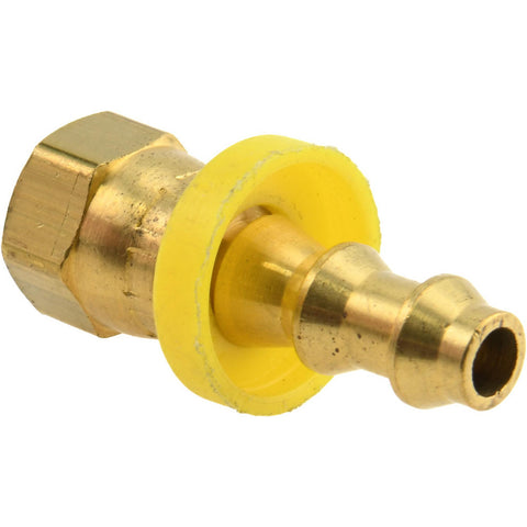 Barbed Push-On Hose Female Connector: 1/8" NPSM, Brass, 1/4" Barb