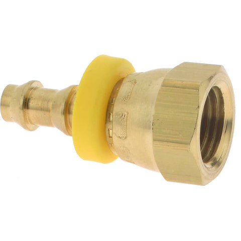 Barbed Push-On Hose Female Connector: 1/4" NPSM, Brass, 1/4" Barb