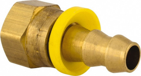 Barbed Push-On Hose Female Connector: 3/8" NPSM, Brass, 3/8" Barb