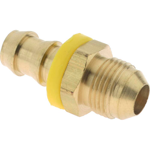 Barbed Push-On Hose Male Connector: 3/4" UNF, Brass, 1/2" Barb