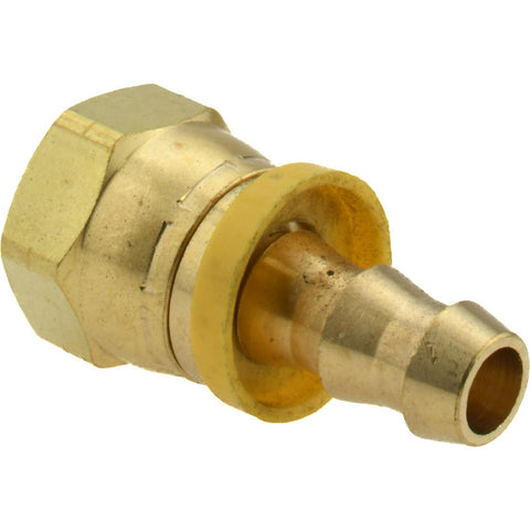 Barbed Push-On Hose Female Connector: 3/4" UNF, Brass, 3/8" Barb