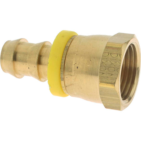 Barbed Push-On Hose Female Connector: 7/8" UNF, Brass, 1/2" Barb