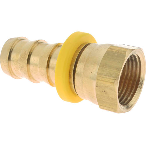 Barbed Push-On Hose Female Connector: 7/8" UNF, Brass, 5/8" Barb