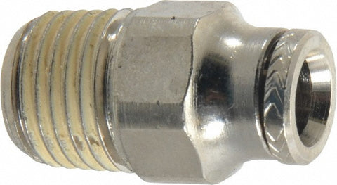 Push-to-Connect Tube x Male x Tube x Male BSPT Fitting: Straight Adapter, BSPT, 1/4" OD