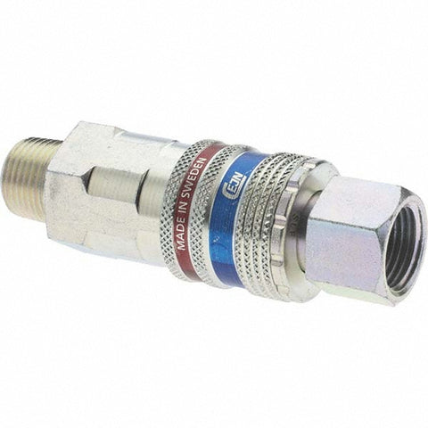 2 Piece 3/8" Body 3/8 NPT 150 psi Brass/Steel Industrial Pneumatic Coupling Plug Set