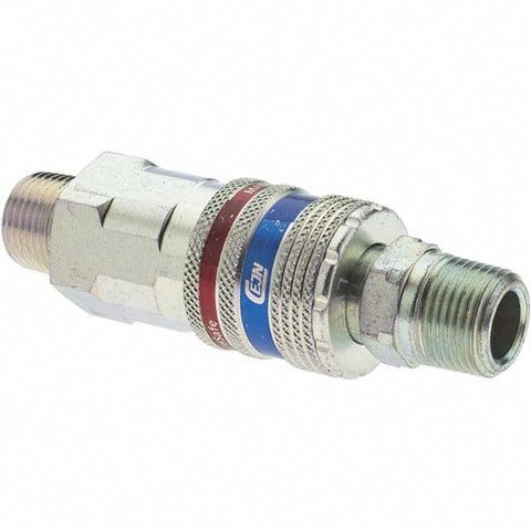 2 Piece 3/8" Body 3/8 NPT 150 psi Brass/Steel Industrial Pneumatic Coupling Plug Set