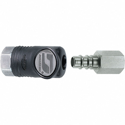 2 Piece 1/4" Body 1/4 NPT 150 psi Composite Industrial Pneumatic Coupling Plug Set