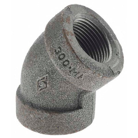 Black 45 deg Elbow: 1", Threaded