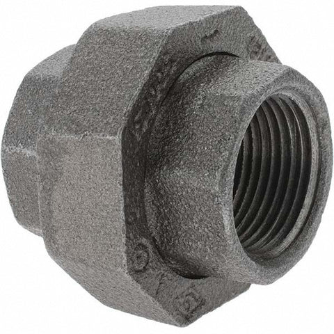 Black Pipe Fittings: Union, 1", Threaded, Malleable Iron