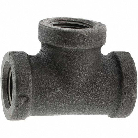 Black Pipe Fittings: Tee, 3/8", Threaded, Malleable Iron