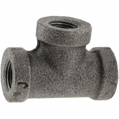Black Pipe Fittings: Tee, 1/8", Threaded, Malleable Iron