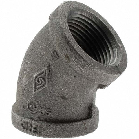 Black 45 deg Elbow: 1", Threaded