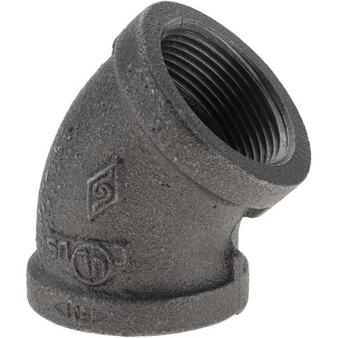 Black 45 deg Elbow: 1-1/4", Threaded