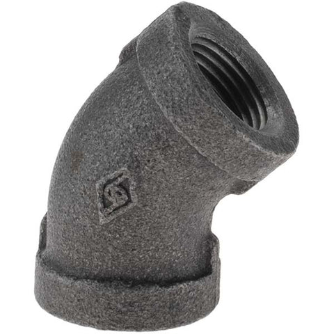 Black 45 deg Elbow: 3/8", Threaded