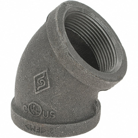 Black 45 deg Elbow: 1-1/2", Threaded