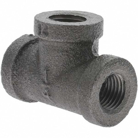Black Pipe Fittings: Tee, 1/4", Threaded, Malleable Iron