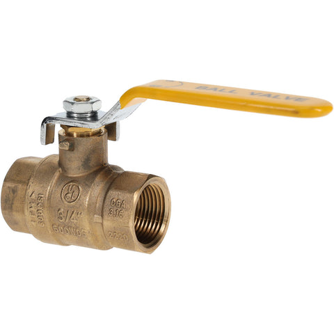 2-Way Manual Ball Valve: 3/4" Pipe, Full Port