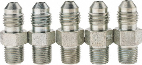 Steel Flared Tube Connector: 1/4" OD, 7/16-20 x 1/8-27 Thread, 37 deg Flared Angle