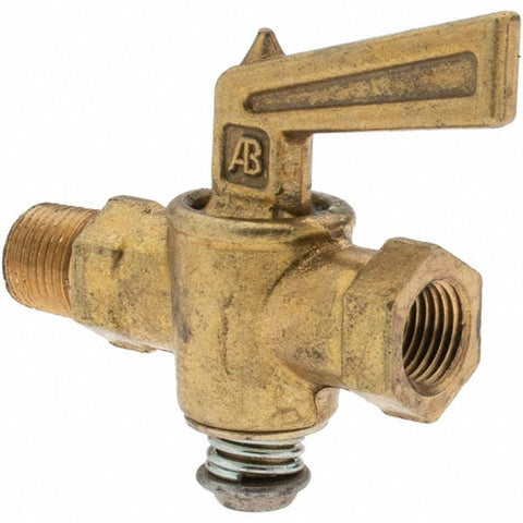 1/8" Pipe, Female Pipe to Male Pipe Drain Cock & Shutoff Valve