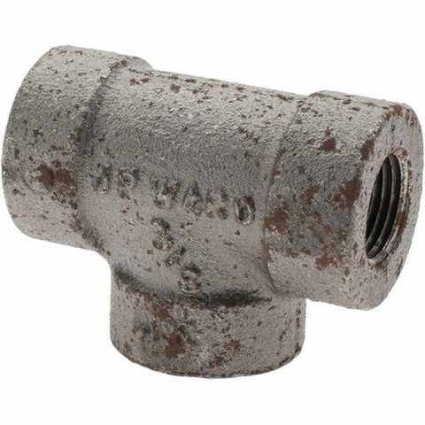 Black Pipe Fittings: Tee, 3/8", Threaded, Malleable Iron