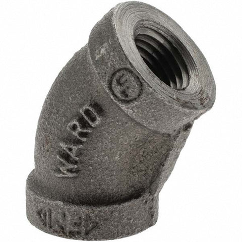 Black 45 deg Elbow: 1/4", Threaded