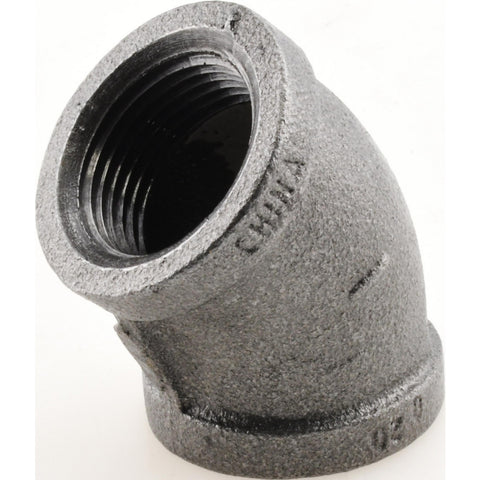 Black 45 deg Elbow: 1", Threaded