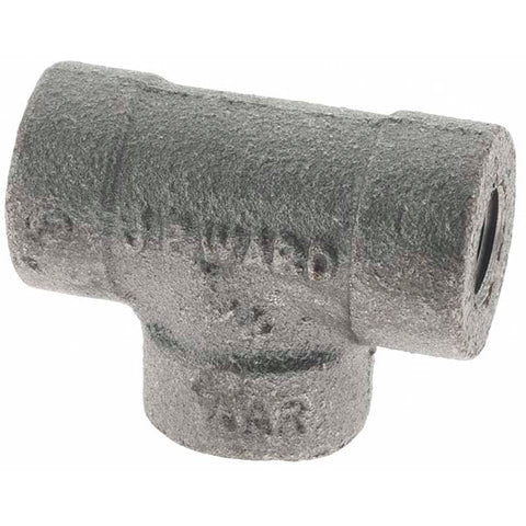 Black Pipe Fittings: Tee, 1/4", Threaded, Malleable Iron