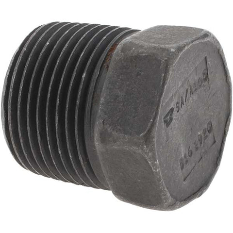 Black Pipe Fittings: Hex Plug, 3/4", NPT, Forged Carbon Steel