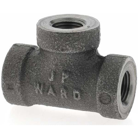 Black Pipe Fittings: Tee, 1/8", Threaded, Malleable Iron