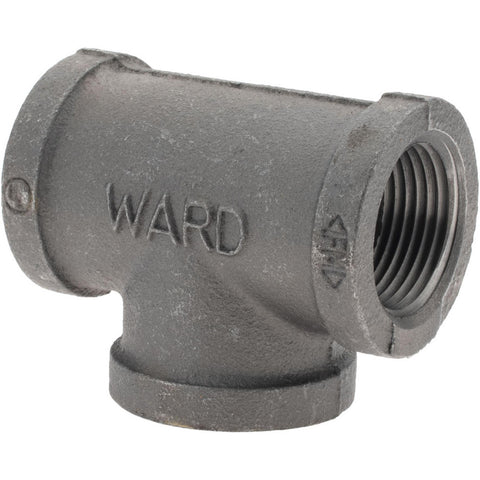Black Pipe Fittings: Tee, 1", Threaded, Malleable Iron