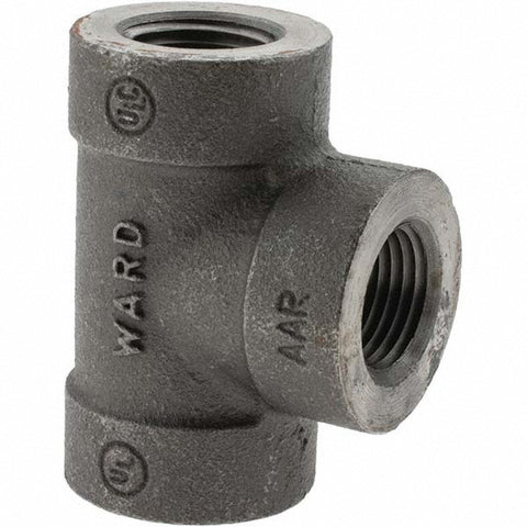 Black Pipe Fittings: Tee, 1/2", Threaded, Malleable Iron