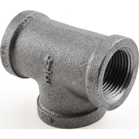 Black Pipe Fittings: Tee, 3/4", Threaded, Malleable Iron